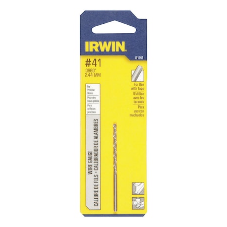 Irwin Irwin No 41 X 2-3/8 in. L High Speed Steel Jobber Length Wire Gauge Bit Straight Shank 1 pk 81141